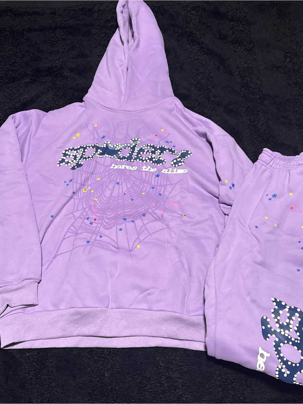 sp5der purple sweatsuit brand new size L